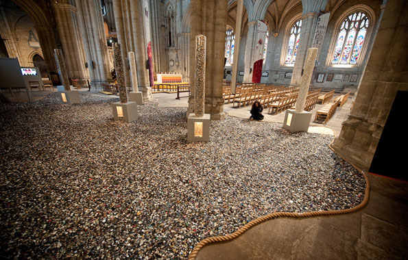Photo copyright: Richard Hanson (0793 908 1208)Final adjustments being made to a new art installation '6 million +' at Ripon Cathedral, North Yorkshire.  The installation, a collaboration between artist Antonia Stowe and Kirklees Museums and Galleries, consists of over six million buttons, to commemorate the more than 6 million people killed in the Holocaust and later genocides. It opens today and runs for the next six weeks.Submitted on spec - image is copyright, and any use must be paid for.13.01.10